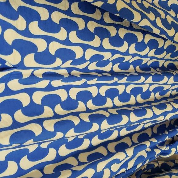 Zara The Paula Blue and White Geometric Design Dress Size XXL Belted - Picture 16 of 16